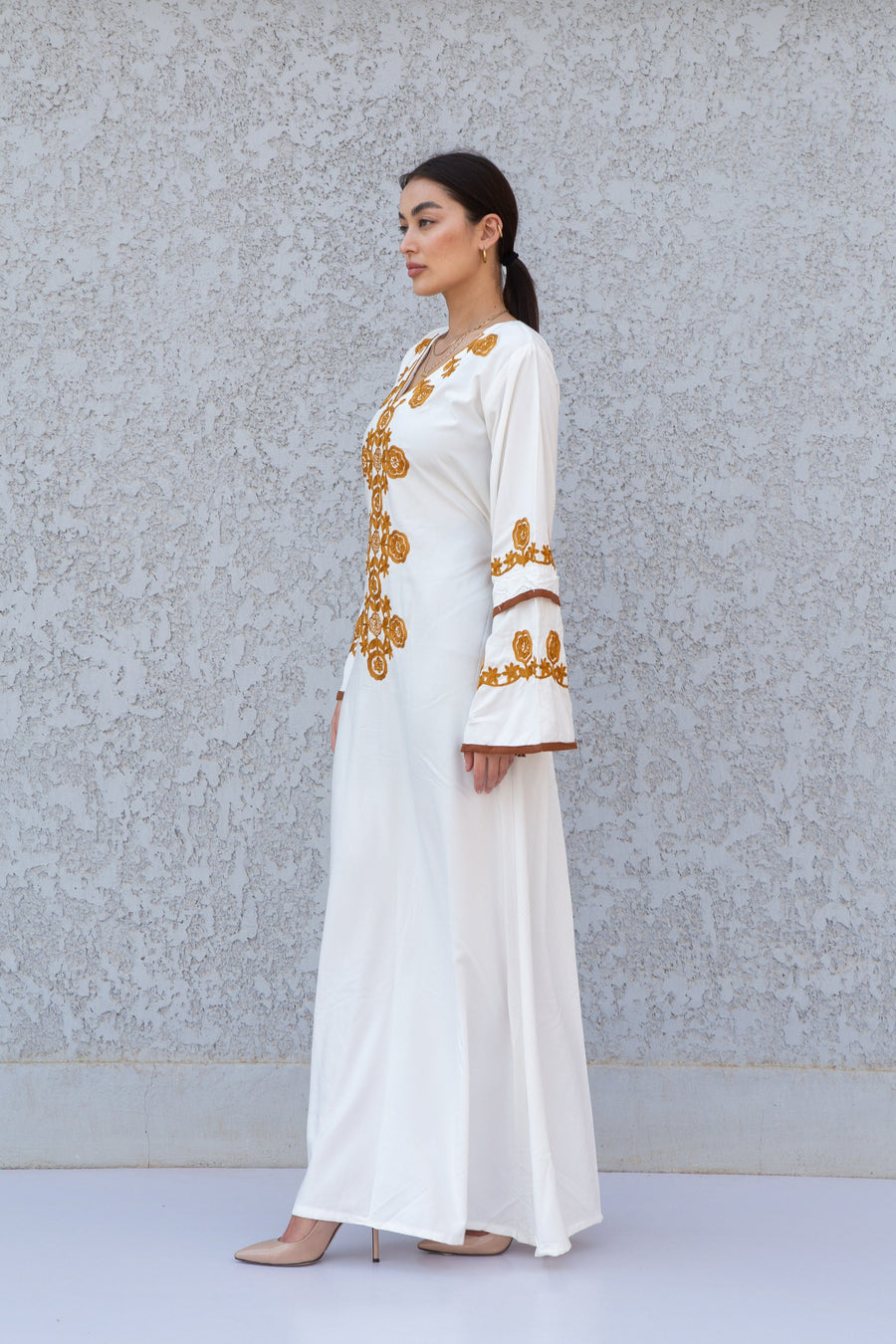 White wedding embroidered Kaftan maxi dress, Kaftan maxi, Cotton caftan women, caftan, Chic embroidered caftan, Egyptian cotton 10-23