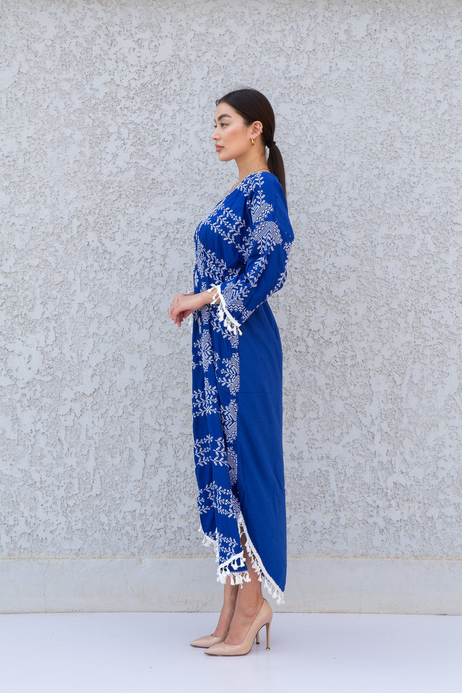 Stunning Blue embroidered Cotton Kaftan maxi dress, Kaftan maxi, Cotton caftan women, caftan, Chic embroidered caftan, Egyptian cotton10-23