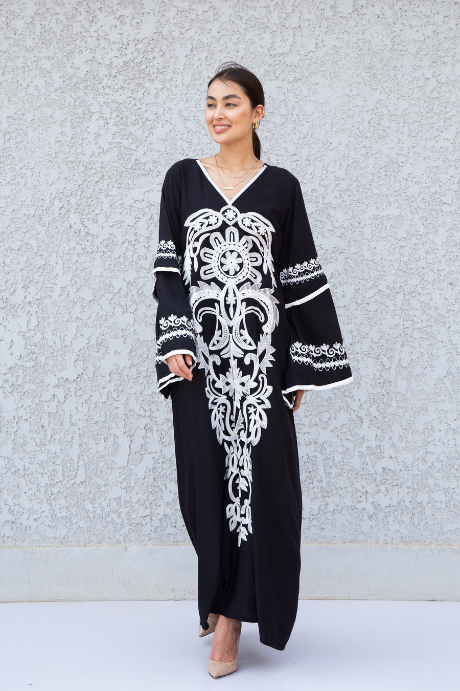 Stunning Black embroidered Caftan, wide sleeve caftan for women, embroidered Caftan dress, Caftan maxi dress, Caftans for women, Caftans