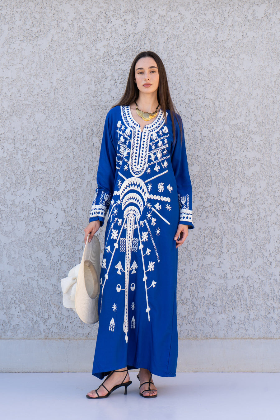 Stunning Blue Siwa embroidered caftan, Cotton kaftan dress, boho caftan, Kaftan, Caftans for women, caftans for women, Summer kaftan