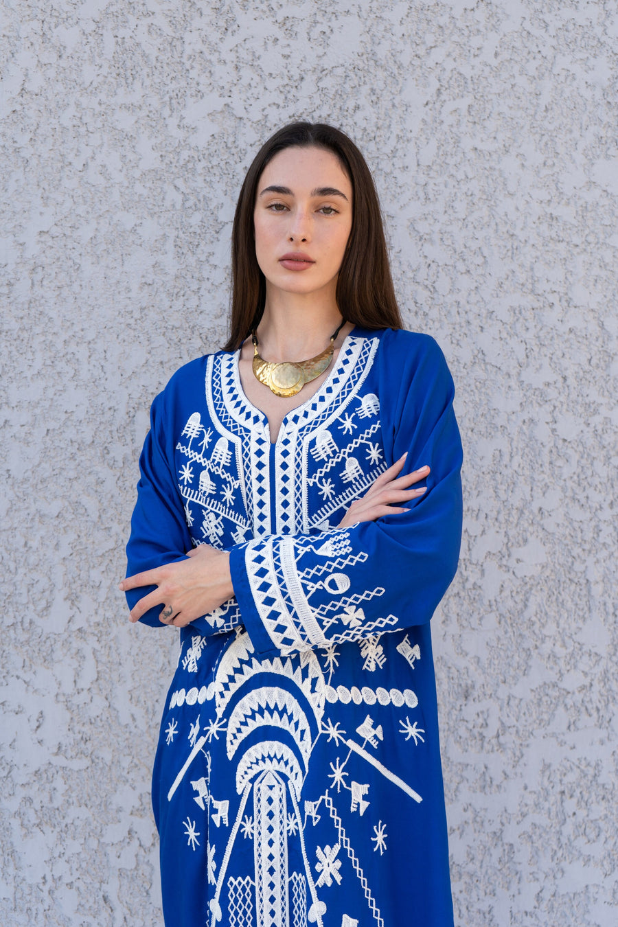 Stunning Blue Siwa embroidered caftan, Cotton kaftan dress, boho caftan, Kaftan, Caftans for women, caftans for women, Summer kaftan