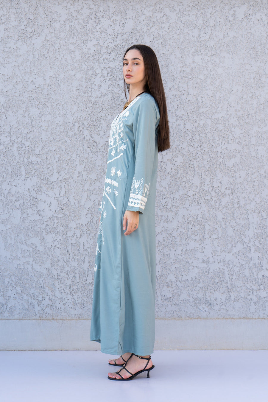 Stunning Mint Siwa embroidered caftan, Cotton kaftan dress, boho caftan, Kaftan, Caftans for women, caftans for women, Summer kaftan