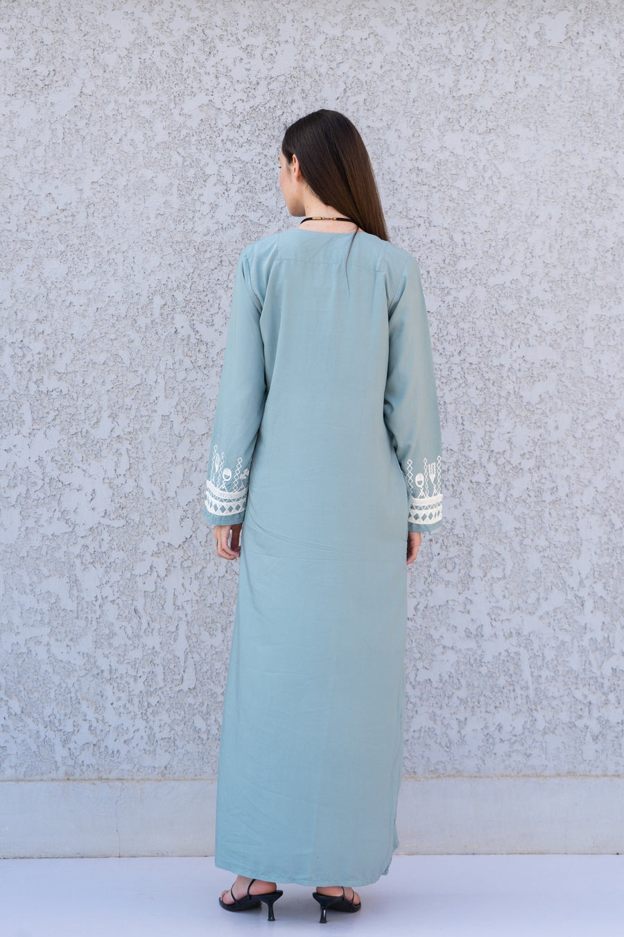 Stunning Mint Siwa embroidered caftan, Cotton kaftan dress, boho caftan, Kaftan, Caftans for women, caftans for women, Summer kaftan