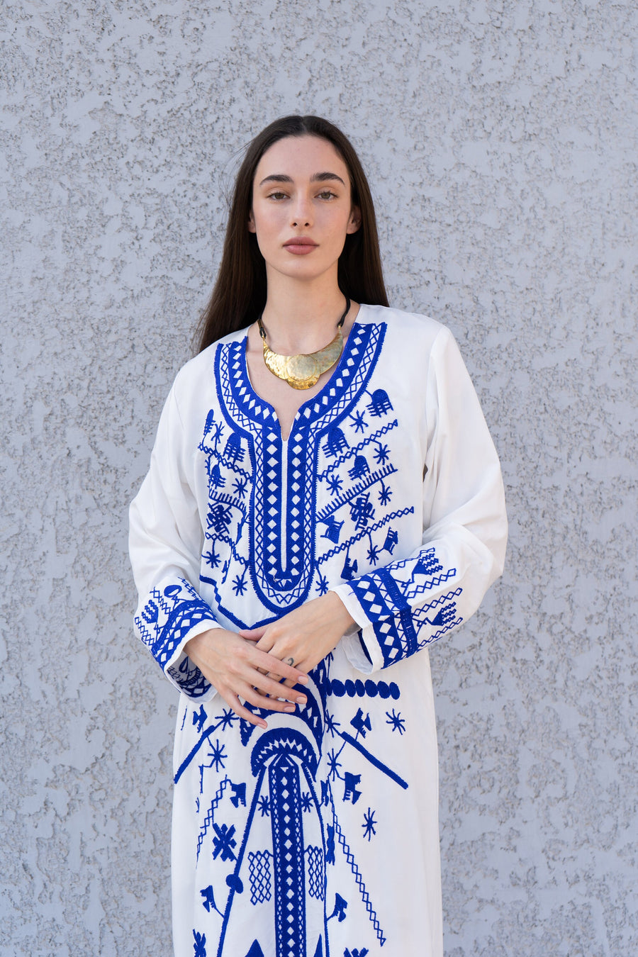 Stunning White Siwa embroidered caftan, Cotton kaftan dress, boho caftan, Kaftan, Caftans for women, caftans for women, Summer kaftan