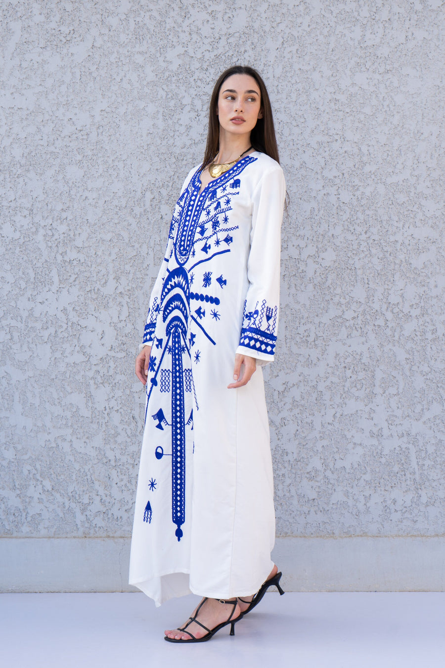 Stunning White Siwa embroidered caftan, Cotton kaftan dress, boho caftan, Kaftan, Caftans for women, caftans for women, Summer kaftan