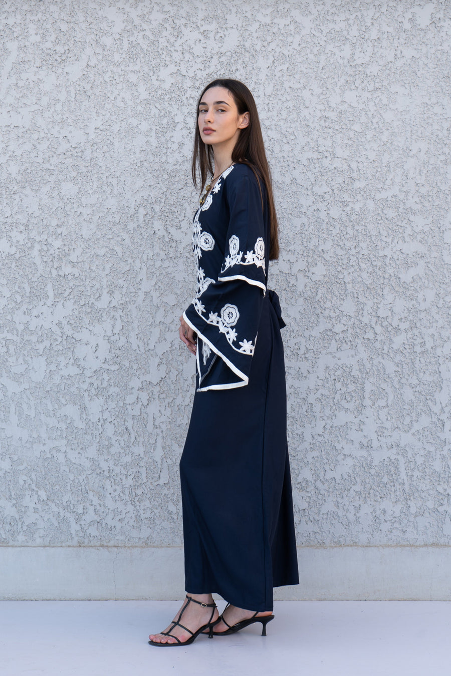 Navy Blue wedding embroidered Kaftan maxi dress, Kaftan maxi, Cotton caftan women, caftan, Chic embroidered caftan, Egyptian cotton