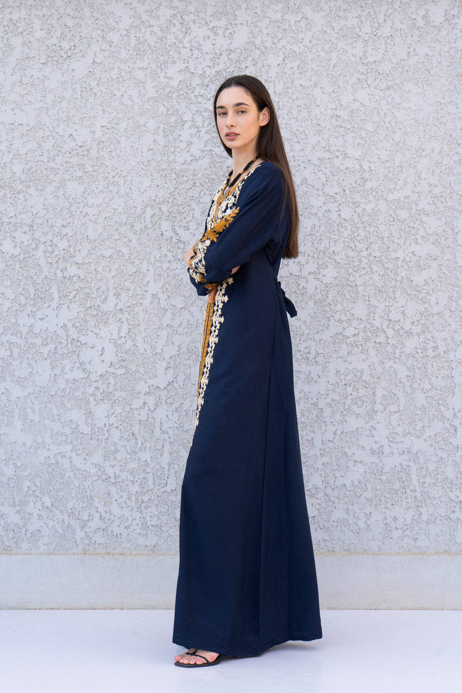 Chic Navy Blue gold embroidered Caftan, caftans for women, Kaftans, embroidered Caftan dress, Caftan maxi dress, Caftans for women, Caftans