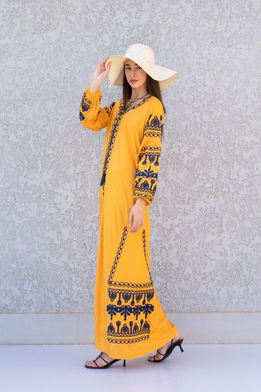 Mustard yellow embroidered Caftan, women's caftan, wedding dress, embroidered Caftan dress, Caftan maxi dress, Caftans for women, Caftans