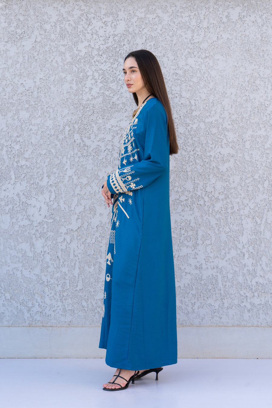 Stunning Blue Siwa embroidered caftan, Cotton kaftan dress, boho caftan, Kaftan, Caftans for women, caftans for women, Summer kaftan