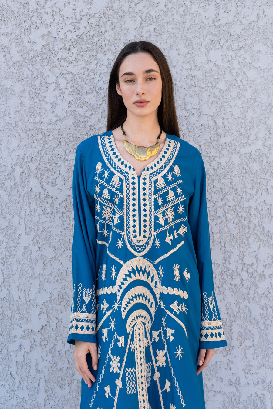 Stunning Blue Siwa embroidered caftan, Cotton kaftan dress, boho caftan, Kaftan, Caftans for women, caftans for women, Summer kaftan