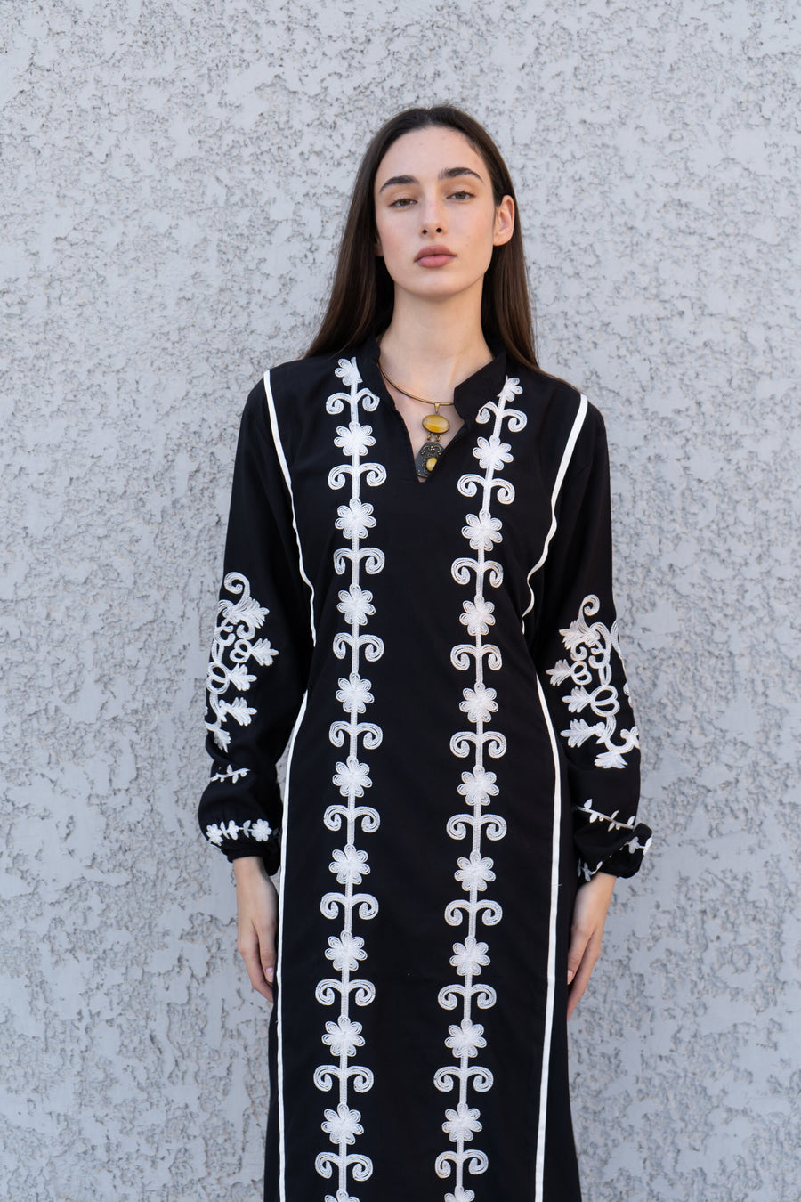 Beautiful black embroidered Kaftan maxi dress, Kaftan maxi, Cotton caftan women, caftan, Chic embroidered caftan, Egyptian cotton 10-23