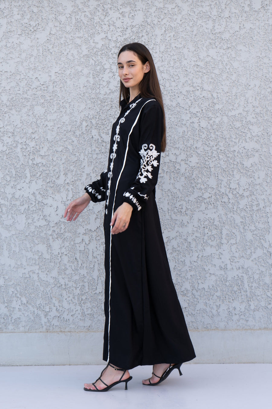 Beautiful black embroidered Kaftan maxi dress, Kaftan maxi, Cotton caftan women, caftan, Chic embroidered caftan, Egyptian cotton 10-23