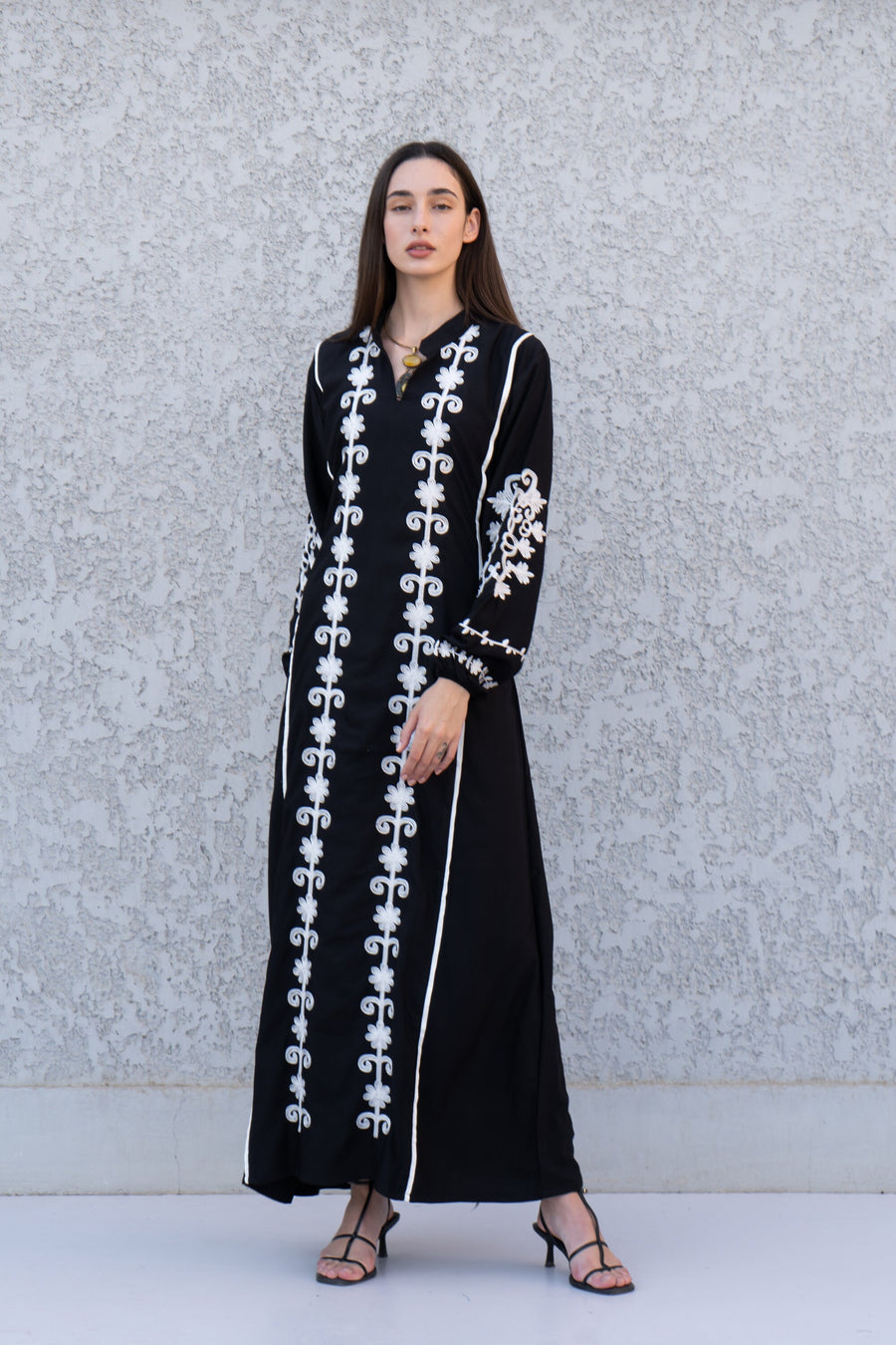 Beautiful black embroidered Kaftan maxi dress, Kaftan maxi, Cotton caftan women, caftan, Chic embroidered caftan, Egyptian cotton 10-23