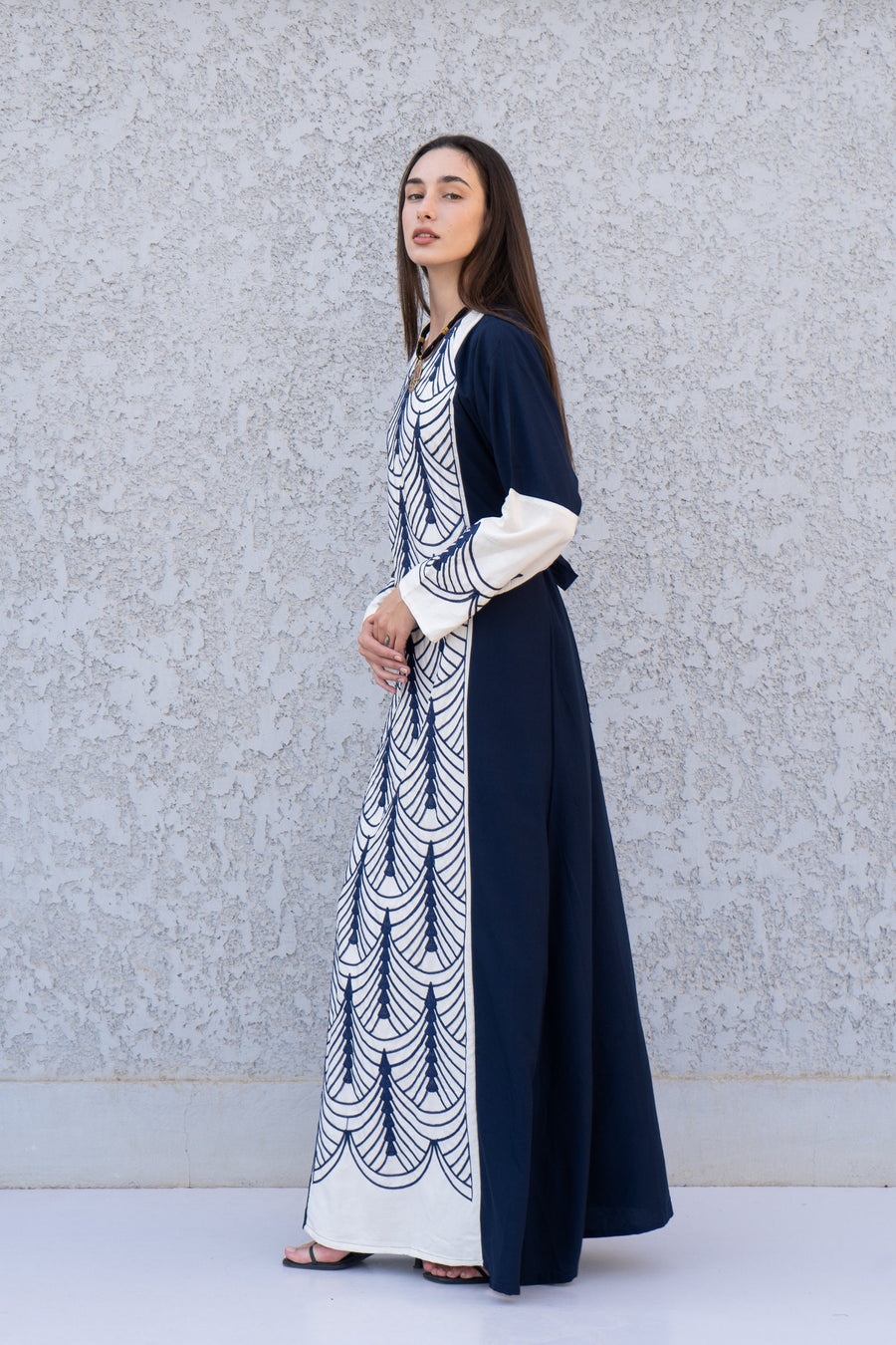 Beautiful Navy blue embroidered Kaftan maxi dress, Kaftan maxi, Cotton caftan women, caftan, Chic embroidered caftan, Egyptian cotton 10-23