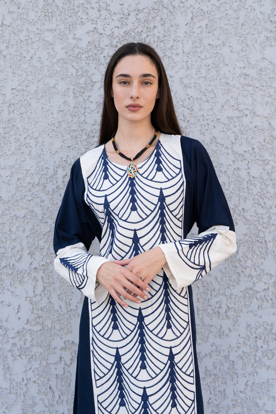 Beautiful Navy blue embroidered Kaftan maxi dress, Kaftan maxi, Cotton caftan women, caftan, Chic embroidered caftan, Egyptian cotton 10-23