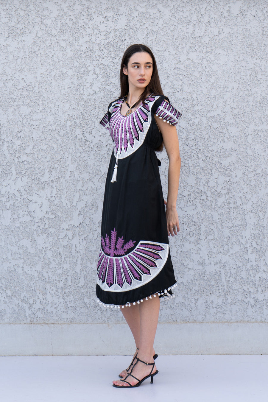 Beautiful black purple off shoulder tunic caftan, Tunic dress, Cotton caftan dress, women clothing, Boho maxi dress, Boho summer caftan