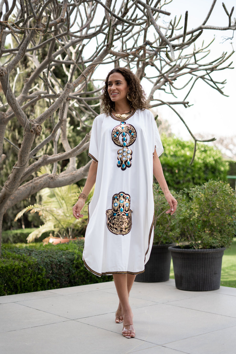 Beautiful white summer Tunic caftan, caftans for women, women's kaftan, free size Kaftan, Summer Kaftan, cotton Caftans