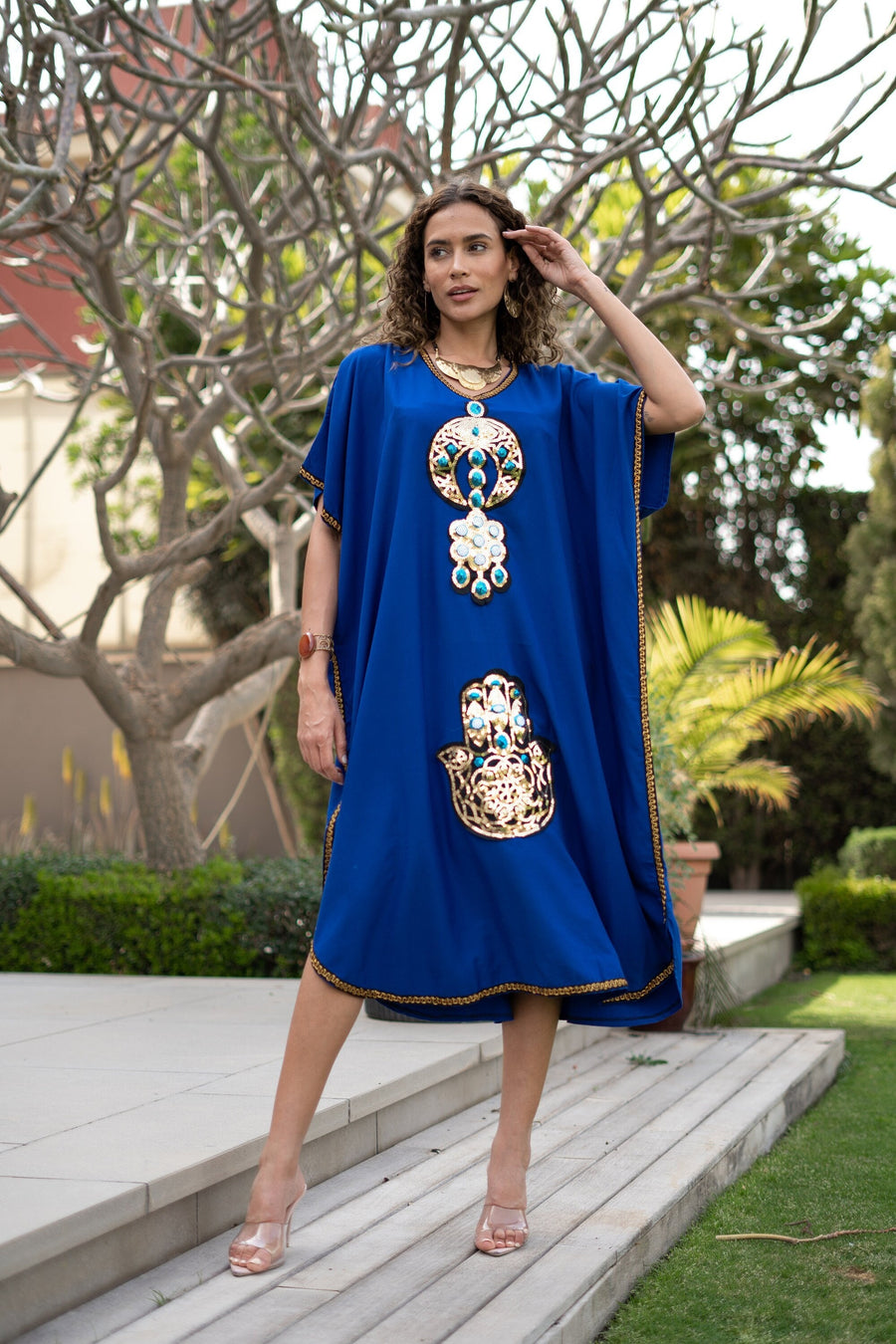 Beautiful Royal blue summer Tunic caftan, caftans for women, women's kaftan, free size Kaftan, Summer Kaftan, cotton Caftans