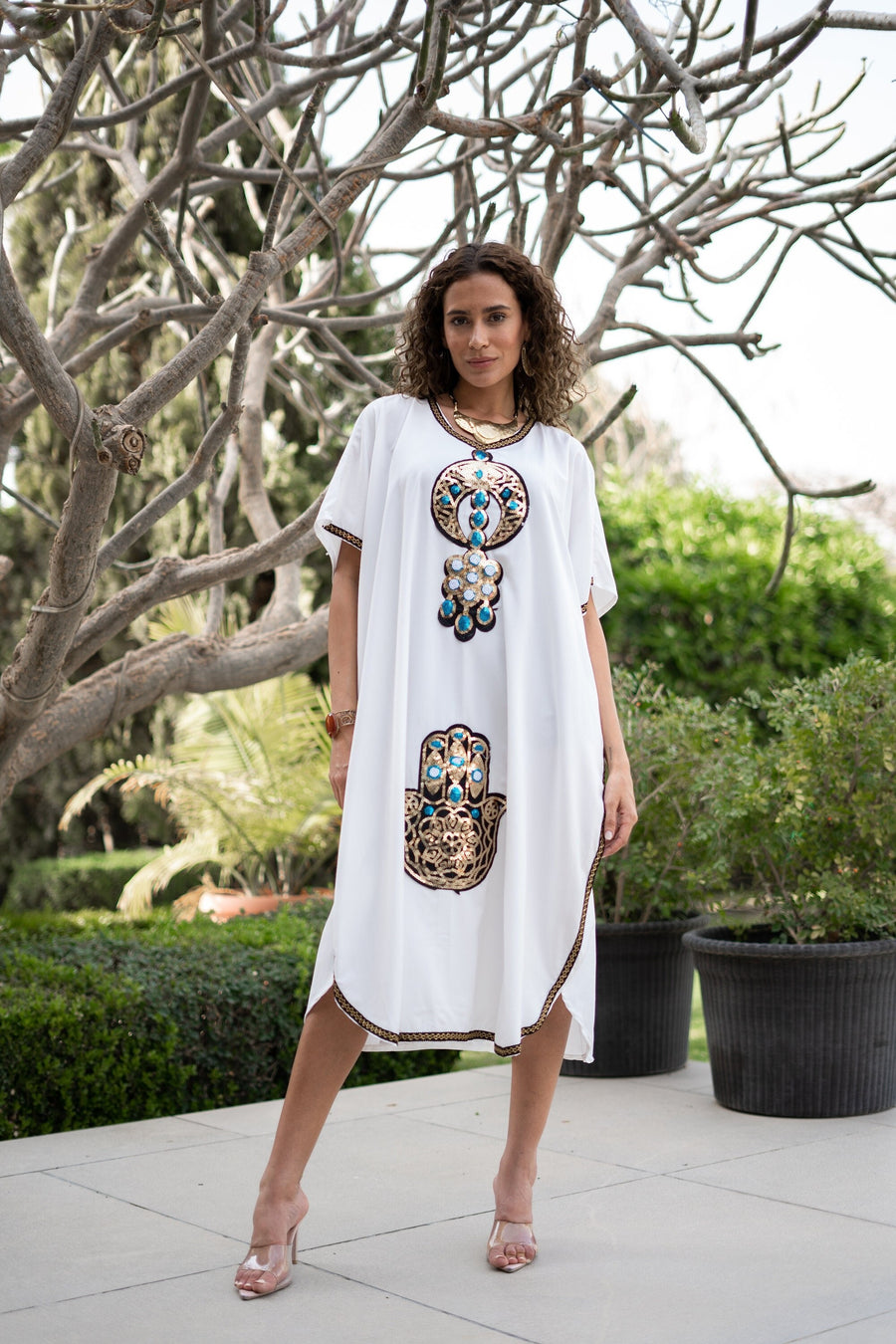 Beautiful white summer Tunic caftan, caftans for women, women's kaftan, free size Kaftan, Summer Kaftan, cotton Caftans