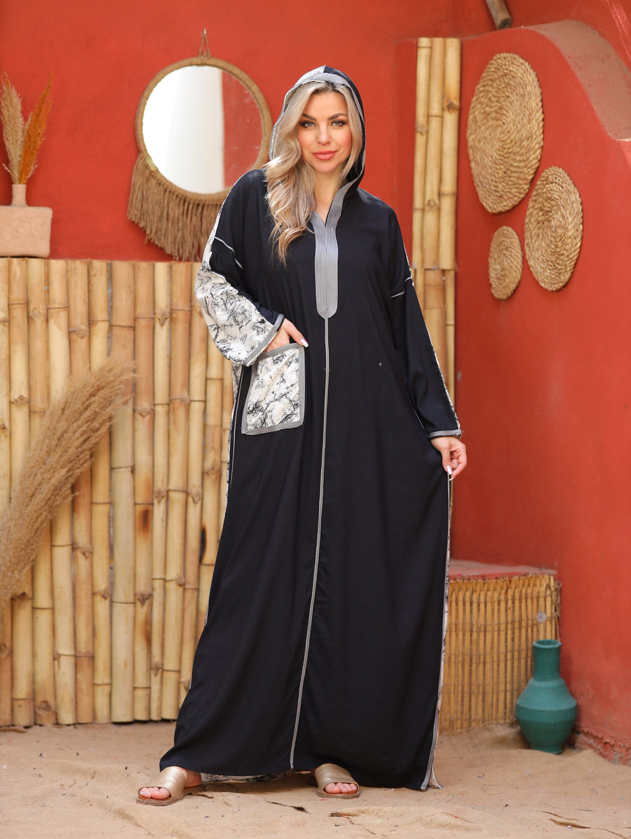 Beautiful black embroidered Kaftan maxi dress, Kaftan maxi, Cotton caftan women, caftan, Chic embroidered caftan, Egyptian cotton 04-24