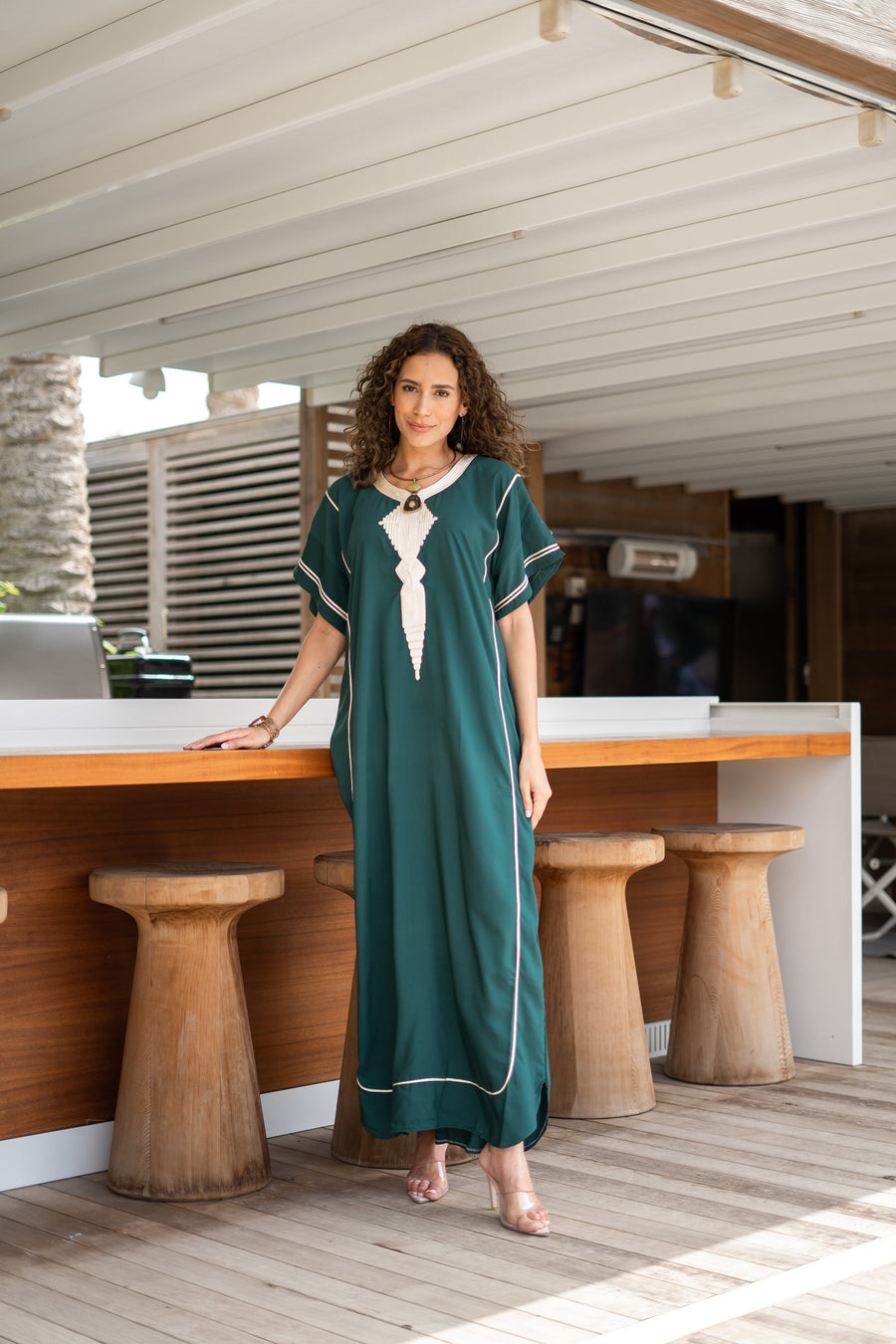 Royal Green embroidered Cotton Kaftan, women Caftans maxi, Cotton caftan women, caftan, embroidered caftan, Egyptian cotton 04-24