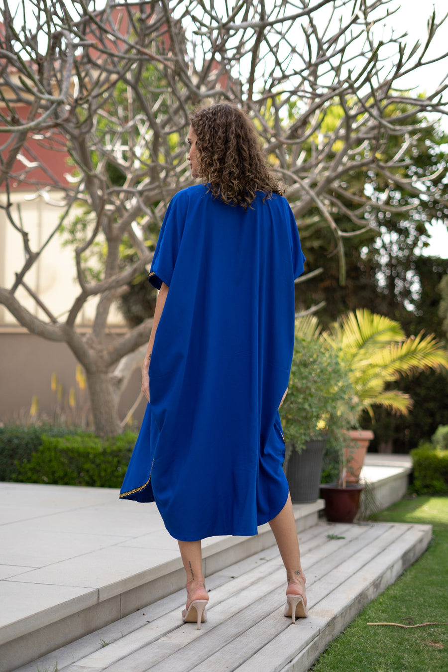 Beautiful Royal blue summer Tunic caftan, caftans for women, women's kaftan, free size Kaftan, Summer Kaftan, cotton Caftans