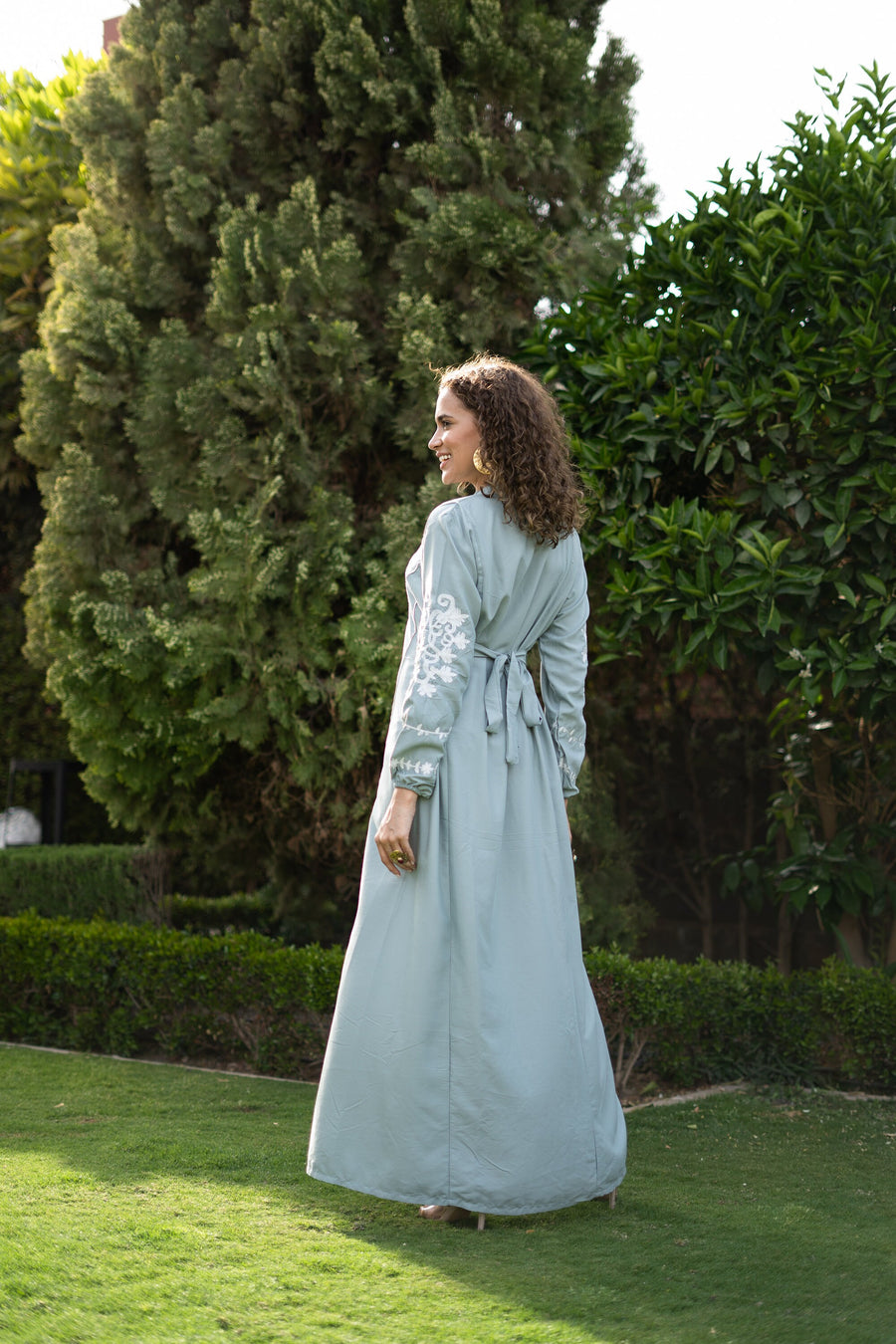 Beautiful mint embroidered Kaftan maxi dress, Kaftan maxi, Cotton caftan women, caftan, Chic embroidered caftan, Egyptian cotton 04-24