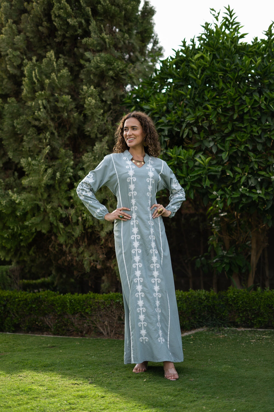 Beautiful mint embroidered Kaftan maxi dress, Kaftan maxi, Cotton caftan women, caftan, Chic embroidered caftan, Egyptian cotton 04-24