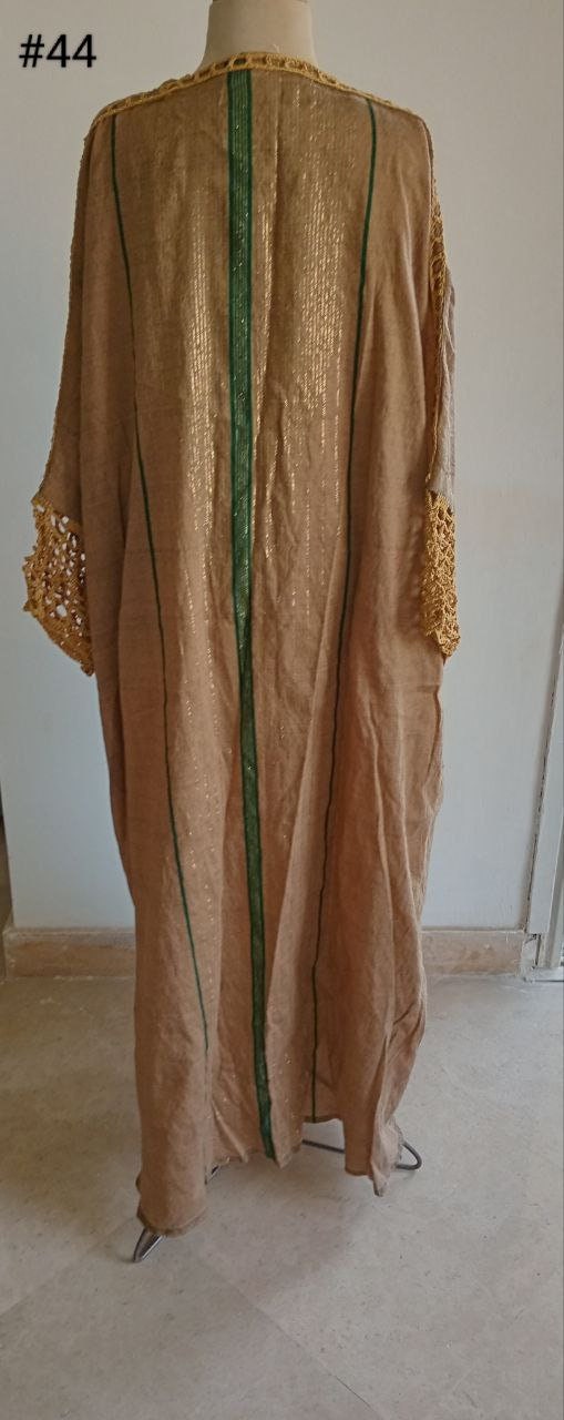 Egyptian Goddess Kimono, Hand loomed Kimono with crochet details, Winter Wool Kimono, Gold Kimono, Kimono, Abaya, Handmade Abay