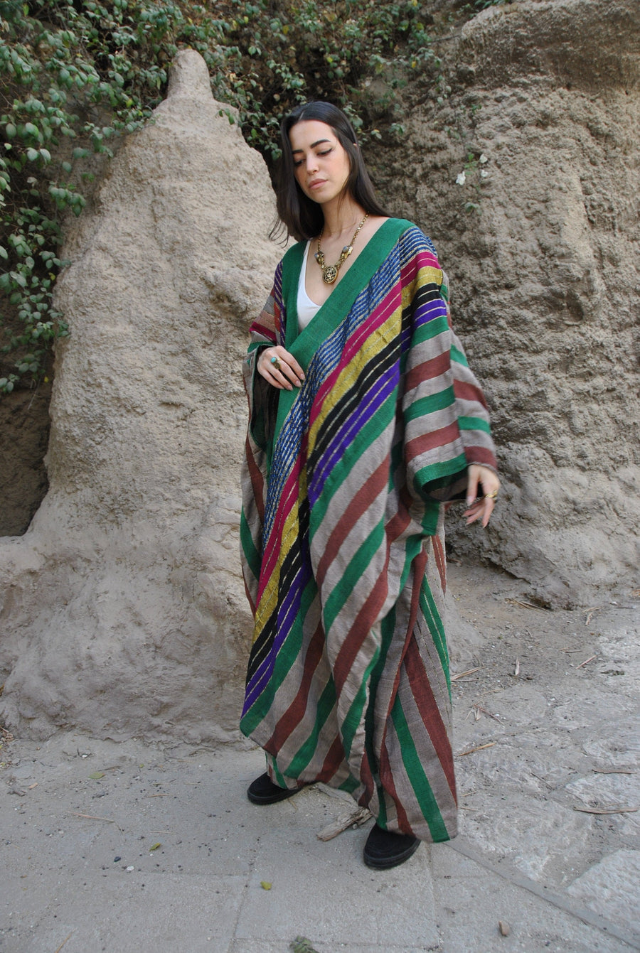 Bedouin hand loomed cotton Kimono, Summer Cotton Kimono, Abayas, Winter Abaya, Colorful Abaya, Handmade Abaya, Kimonos for women