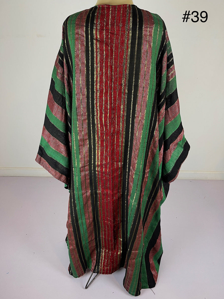 Stunning colorful hand loomed Cotton Abaya with silver threads, Summer Egyptian cotton Abaya, Colorful Abaya, Handmade Abaya, women abaya