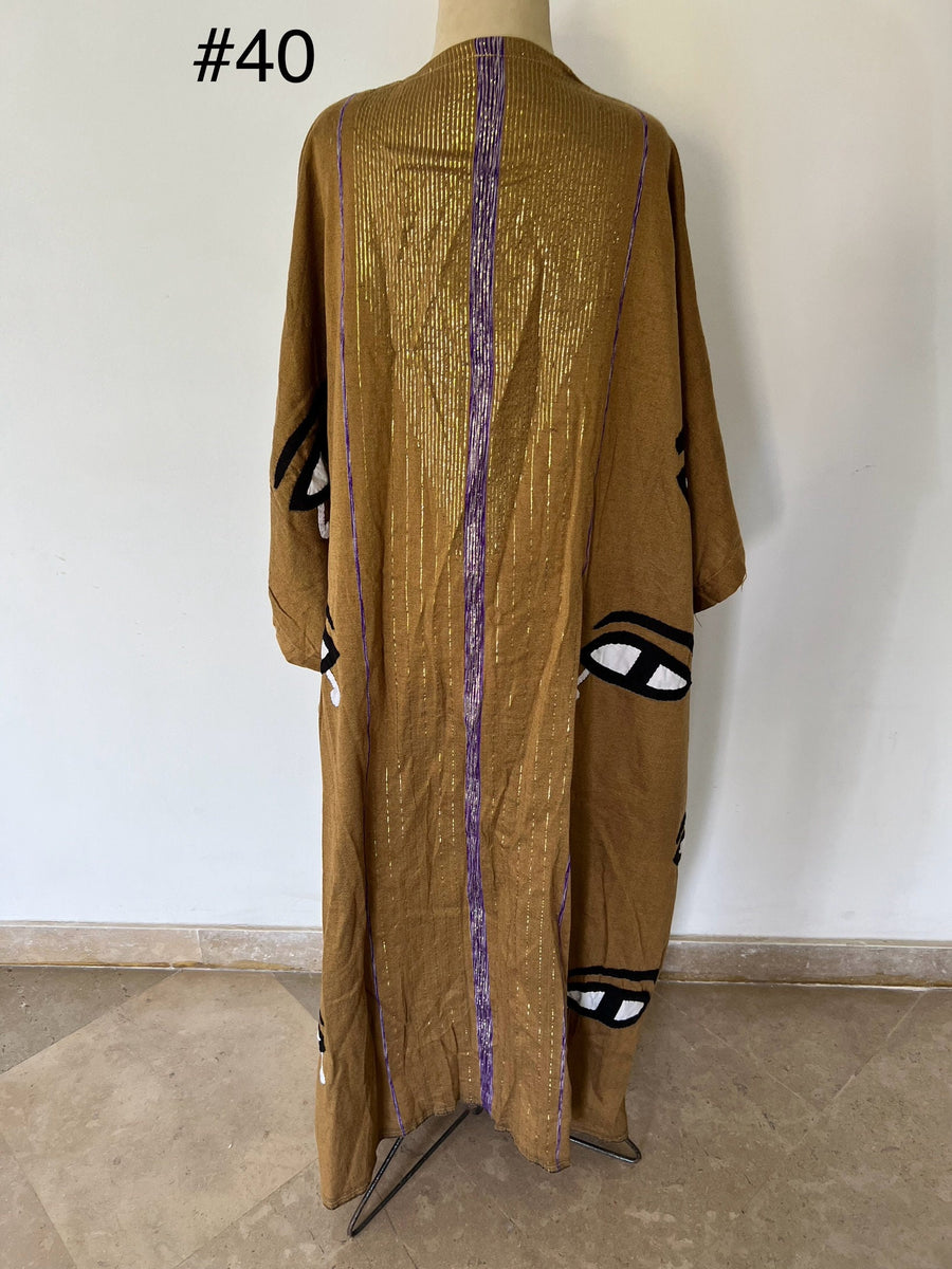 Stunning evil eye hand loomed Abaya, Gold abaya with silver threads, embroidered Abaya, Embroidered Kimono, Kimonos for women, Kimonos