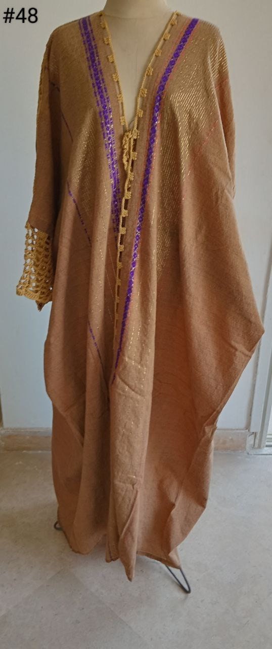 Egyptian Goddess Kimono, Hand loomed Kimono with crochet details, Winter Wool Kimono, Gold Kimono, Kimono, Abaya, Handmade Abay