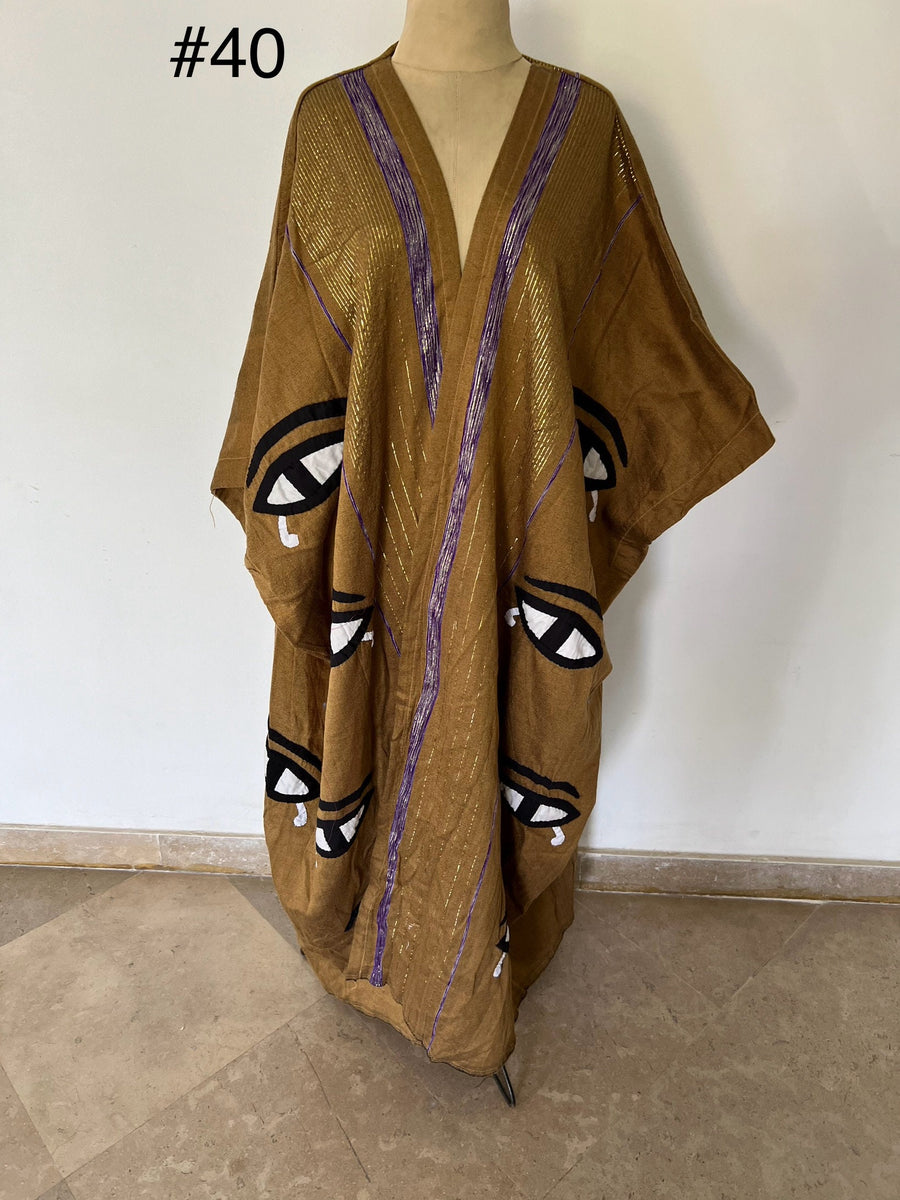 Stunning evil eye hand loomed Abaya, Gold abaya with silver threads, embroidered Abaya, Embroidered Kimono, Kimonos for women, Kimonos