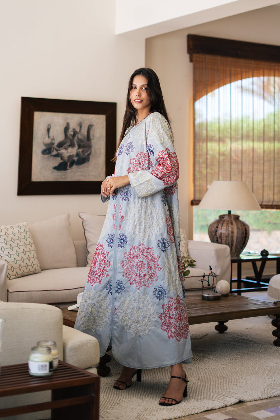 Stunning fully embroidered grey caftan for women, embroidered Cotton caftan for women, Boho caftan, caftans for women, Boho summer caftan