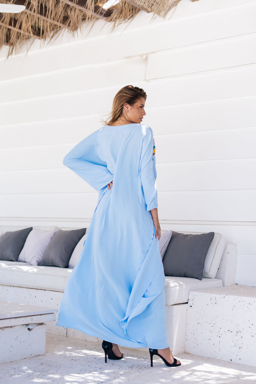 Elegant Moroccan Turquoise Plus size hand embroidered caftan for women, caftan, women's kaftan, free size Kaftan, Summer Kaftan, Caftans