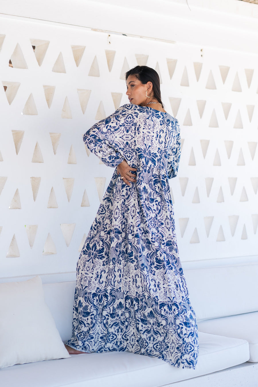 Cotton boho summer blue print Caftan for women, caftan dress, caftans for women, Boho Kaftan dress, Caftans for women, 7-24