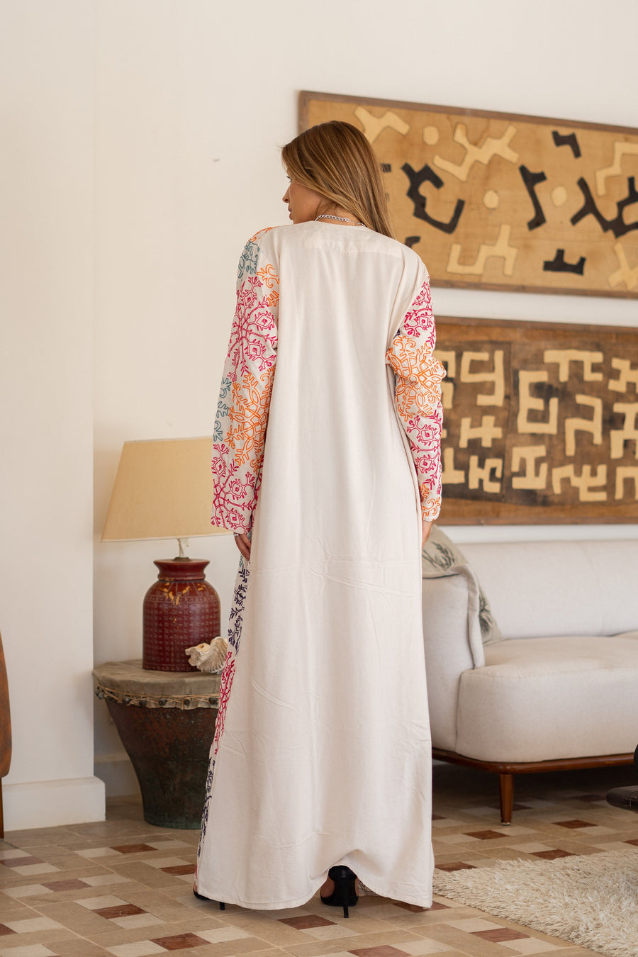 Fully embroidered white caftan, embroidered Cotton caftan for women, Boho caftan dress, caftans for women, Boho summer caftan