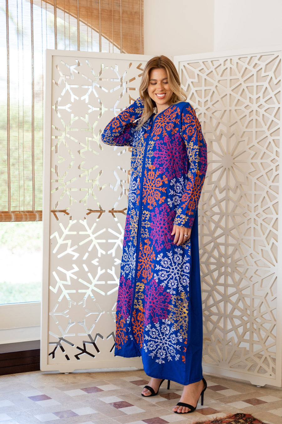 Fully embroidered blue caftan, embroidered Cotton caftan for women, Boho caftan dress, caftans for women, Boho summer caftan