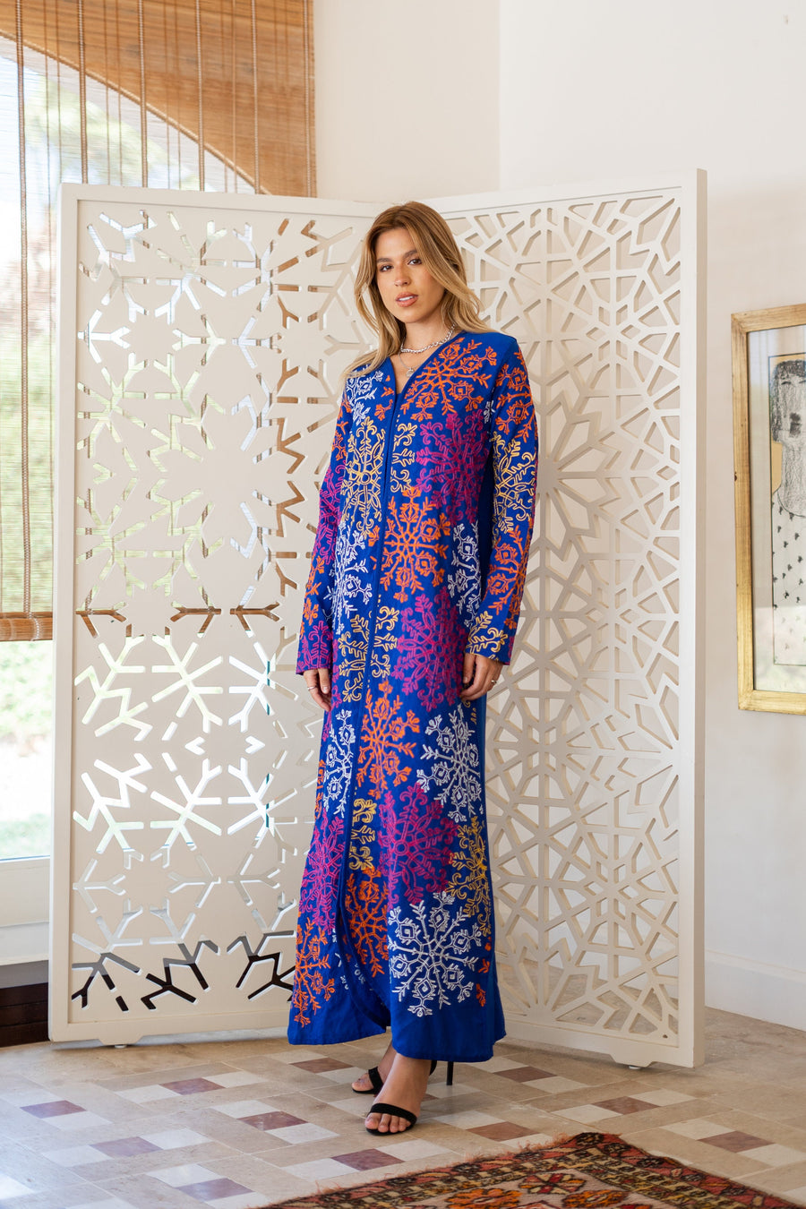 Fully embroidered blue caftan, embroidered Cotton caftan for women, Boho caftan dress, caftans for women, Boho summer caftan