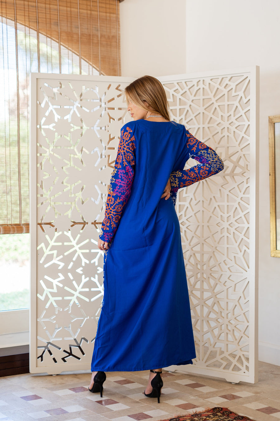 Fully embroidered blue caftan, embroidered Cotton caftan for women, Boho caftan dress, caftans for women, Boho summer caftan