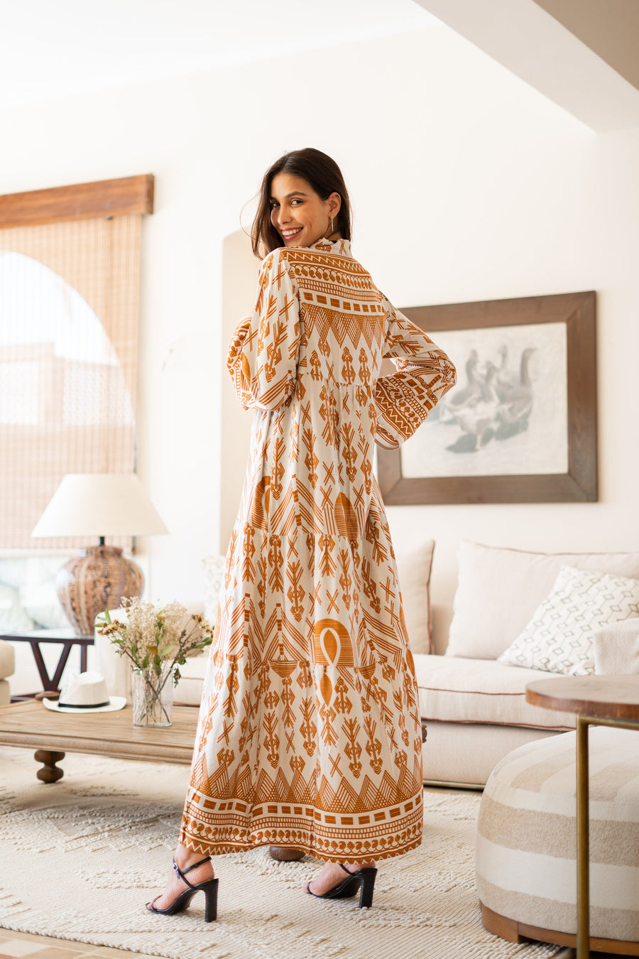 Summer beige boho print Caftan for women, caftan dress, caftans for women, Boho Kaftan dress, Caftans for women, 7-24