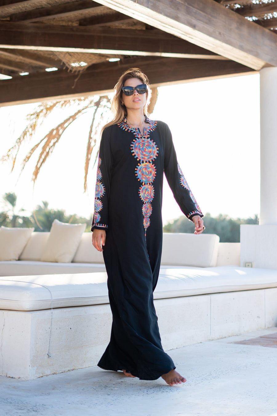 Boho black embroidered cotton Caftan, caftans for women, Kaftans, embroidered Caftan dress, Caftan maxi dress, Caftans for women, Caftans