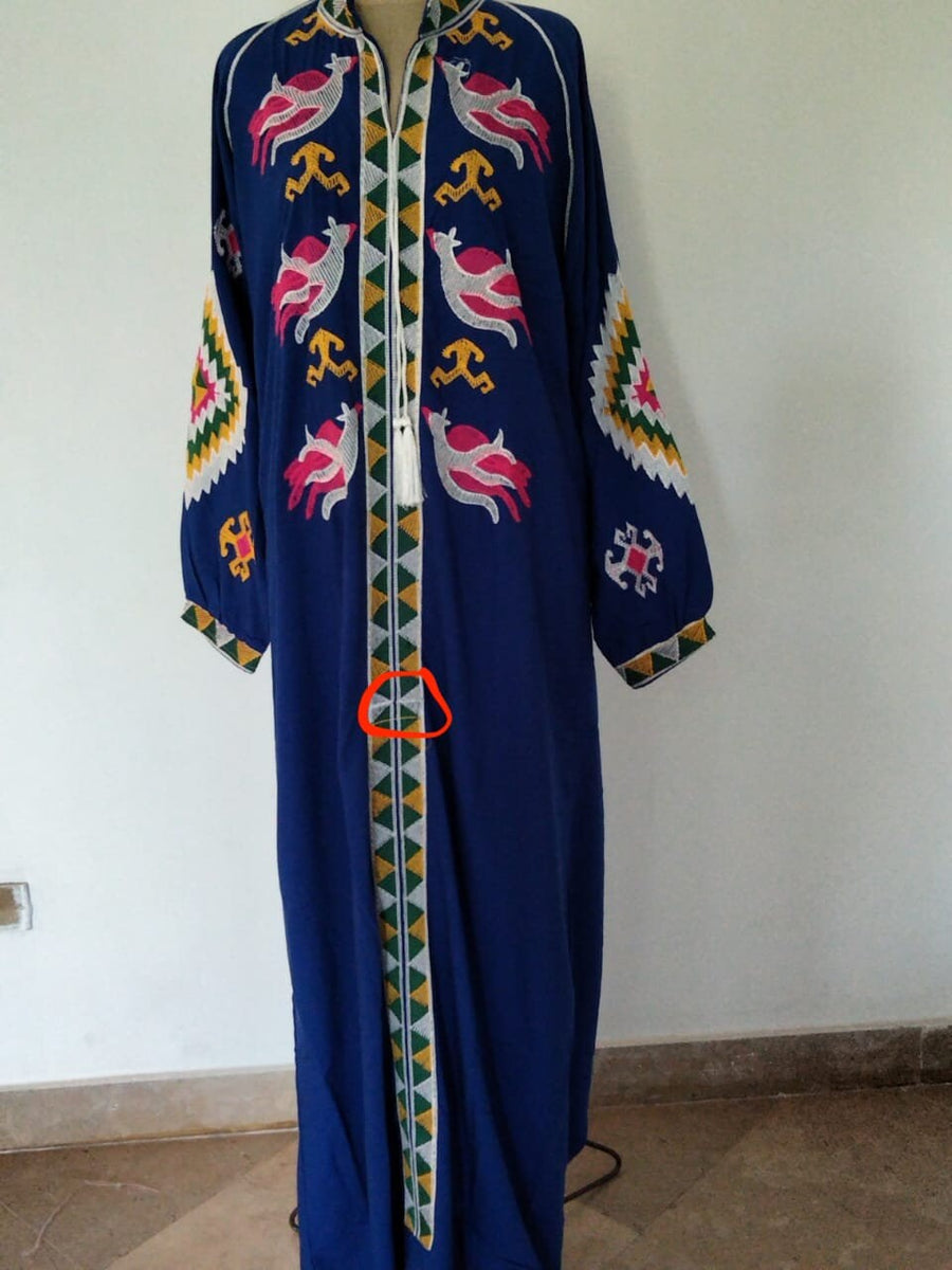 Boho blue summer Kaftan, Long sleeve cotton Kaftan dress, Colorful embroidered Kaftan dress, kaftan maxi dress, Caftans for women, Caftans