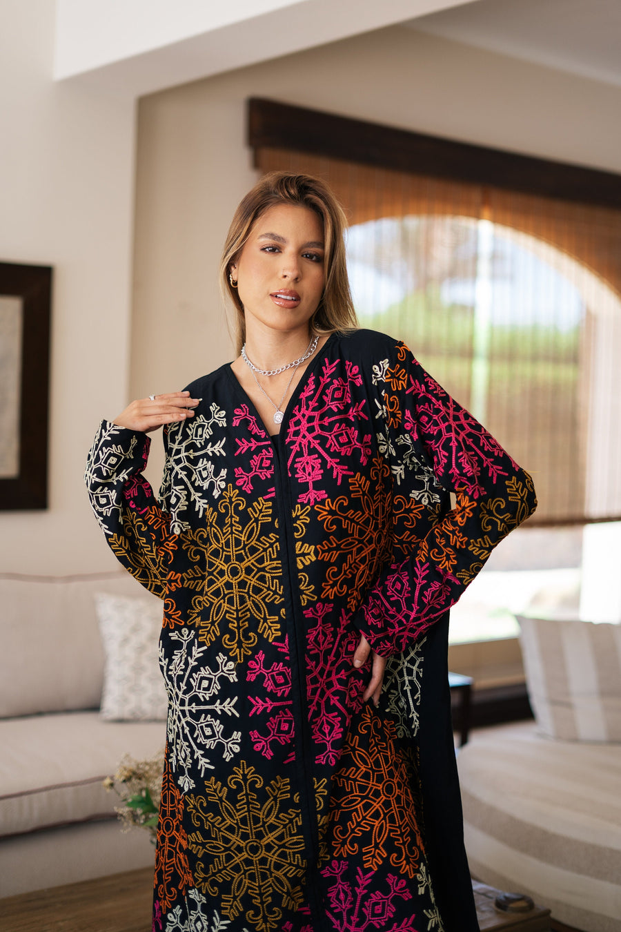 Fully embroidered black caftan, embroidered Cotton caftan for women, Boho caftan dress, caftans for women, Boho summer caftan