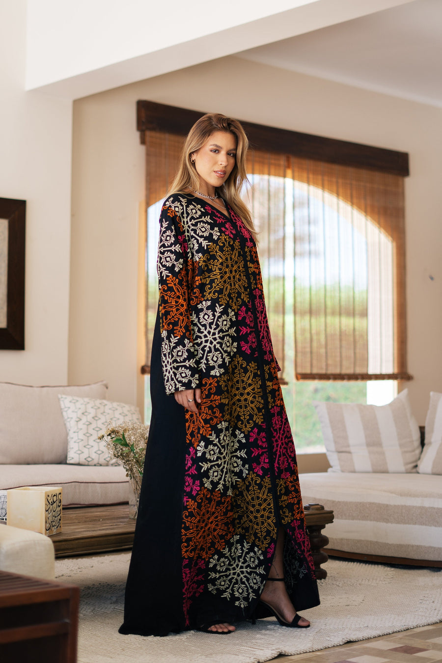 Fully embroidered black caftan, embroidered Cotton caftan for women, Boho caftan dress, caftans for women, Boho summer caftan