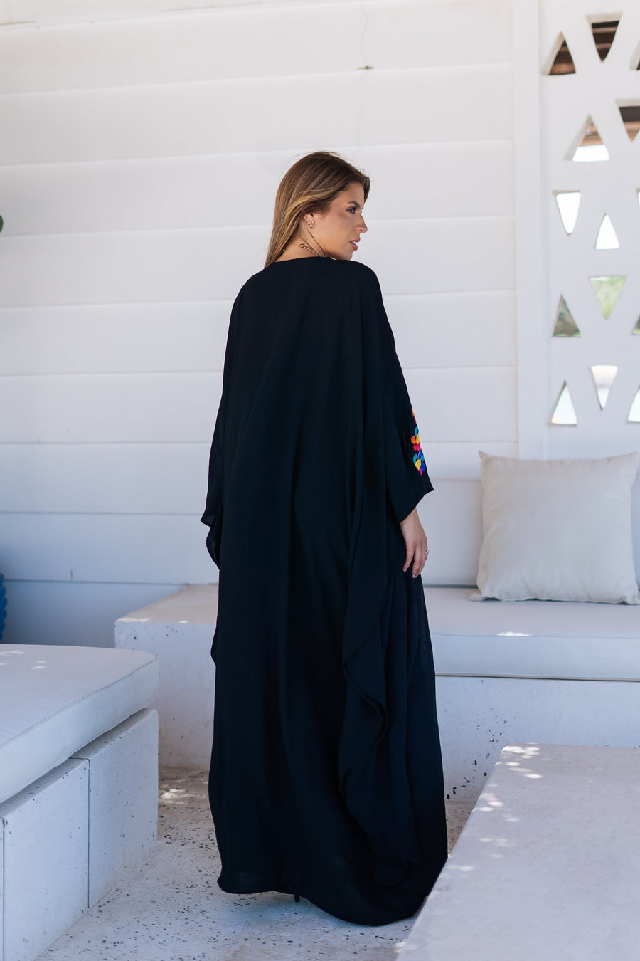 Boho black embroidered kaftan for women, colorful caftan, women's kaftan, free size Kaftan, Summer Kaftan, Caftans for women