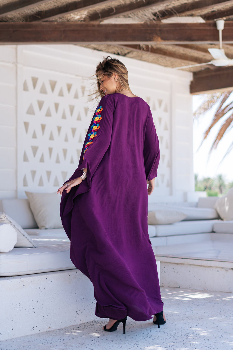 Boho Purple embroidered kaftan for women, caftan, women's kaftan, free size Kaftan, Summer Kaftan, Caftans for women