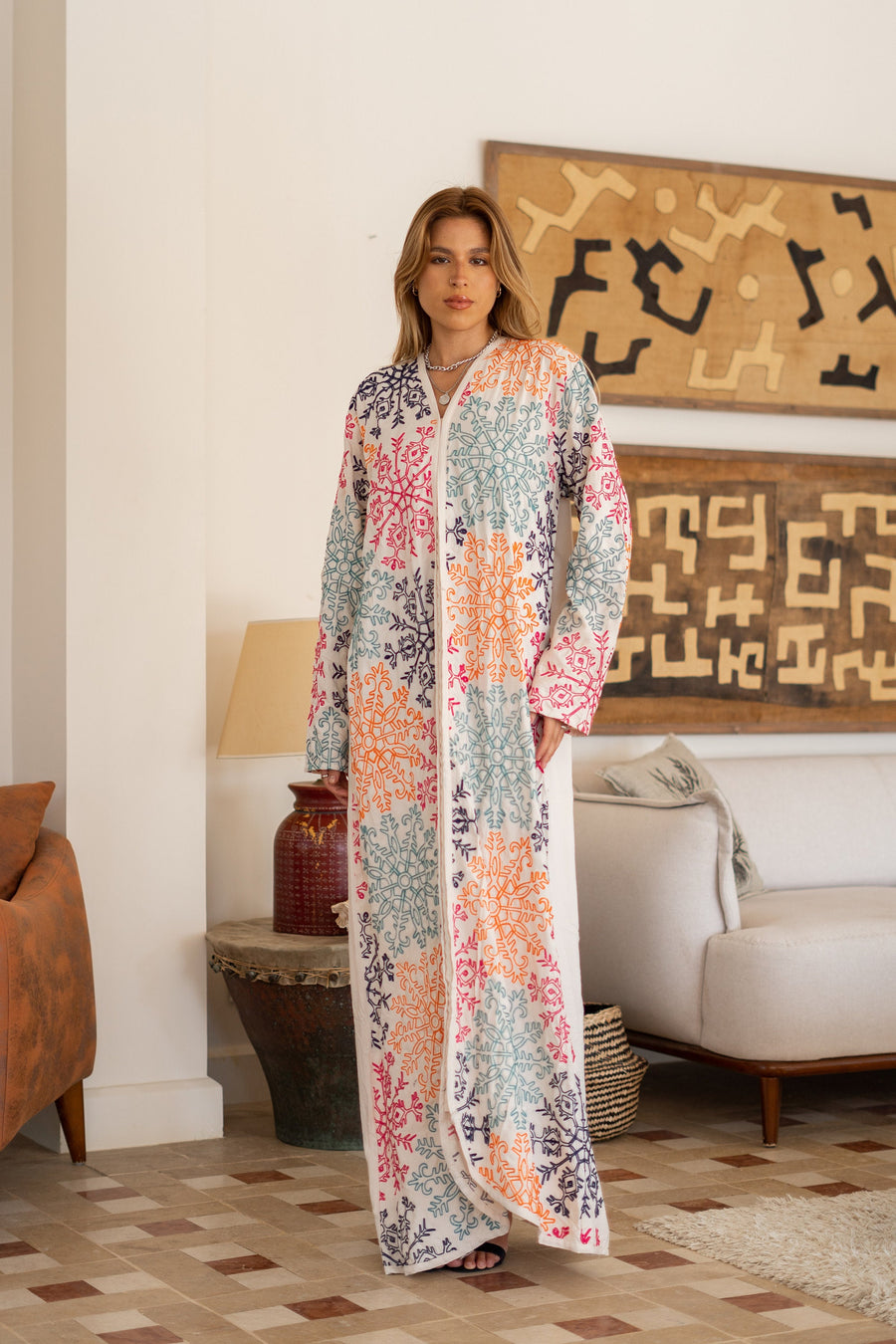 Fully embroidered white caftan, embroidered Cotton caftan for women, Boho caftan dress, caftans for women, Boho summer caftan