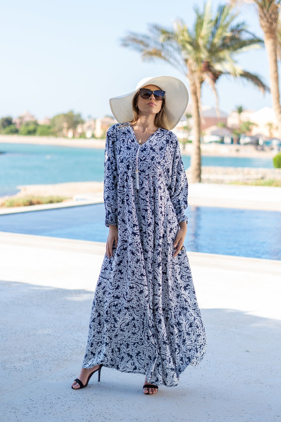 Cotton boho summer blue yellow print Caftan for women, caftan dress, caftans for women, Boho Kaftan dress, Caftans for women, 7-24